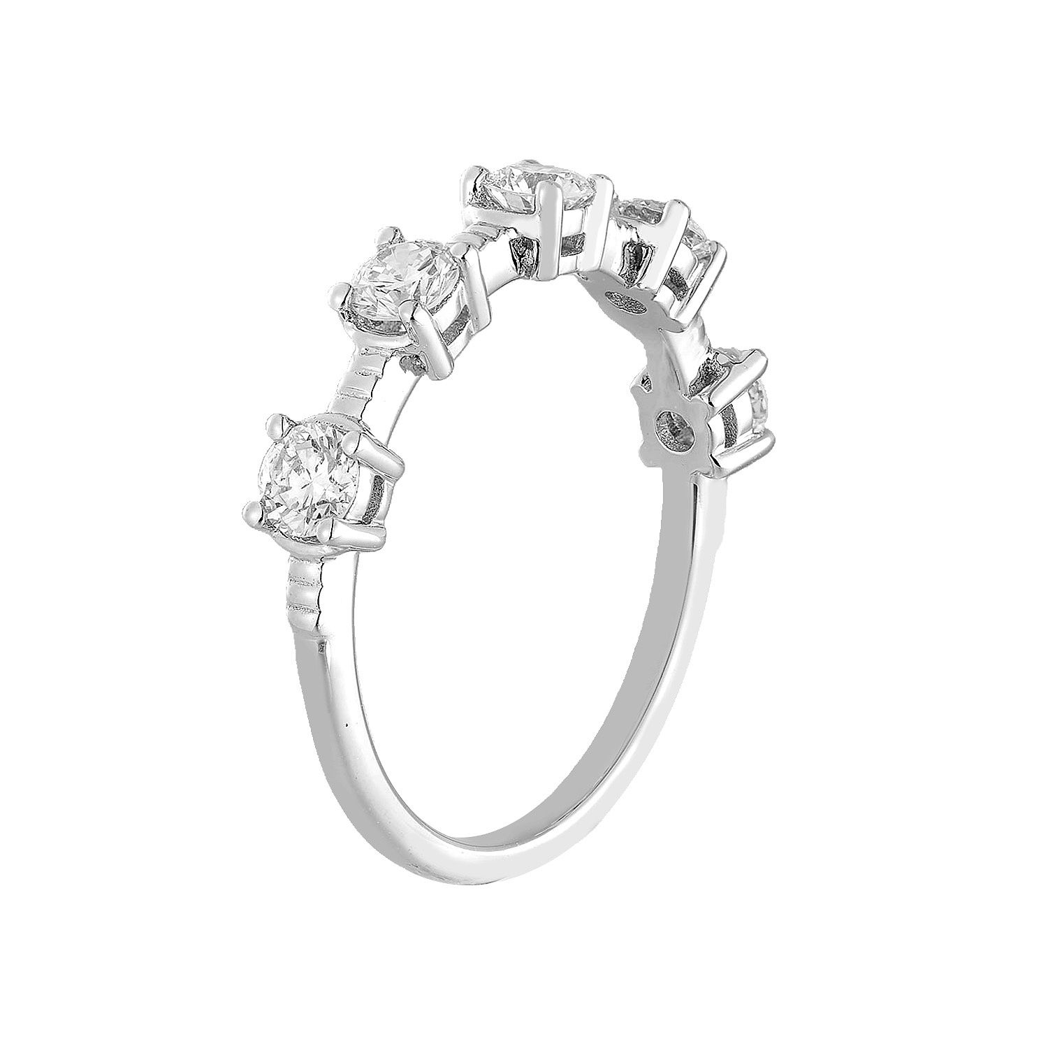 MZ11982 14K White Gold Round Lab Grown Diamond Wedding Band