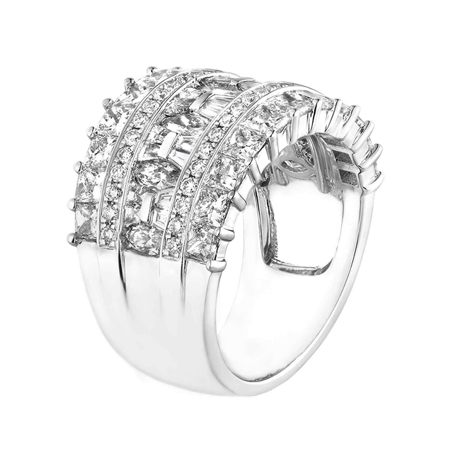 14K White Gold Marquise And Princess Lab Grown Diamond Band MZ8069, Colour: White