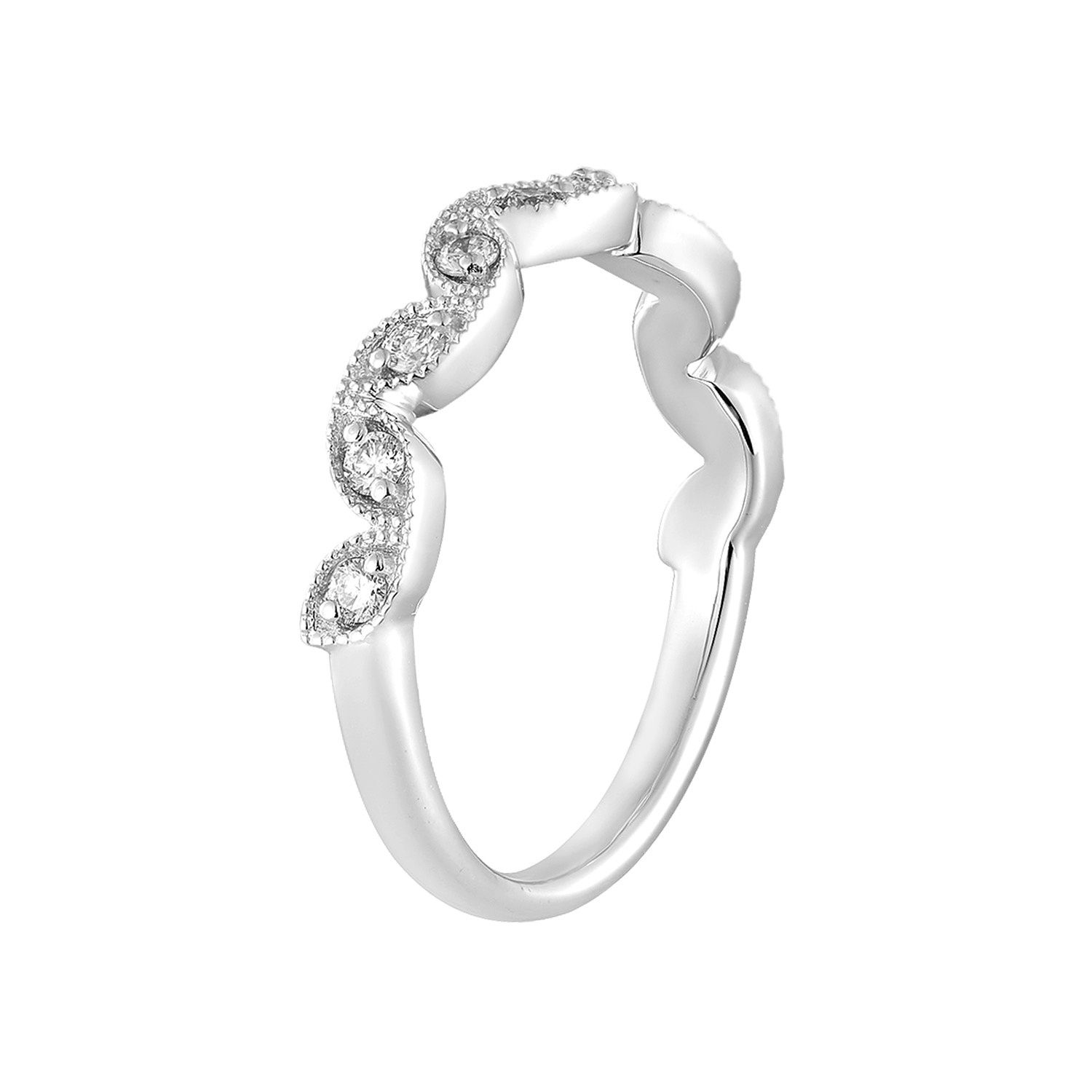 14K White Gold Round Natural Diamond  Wedding Band MZ12114