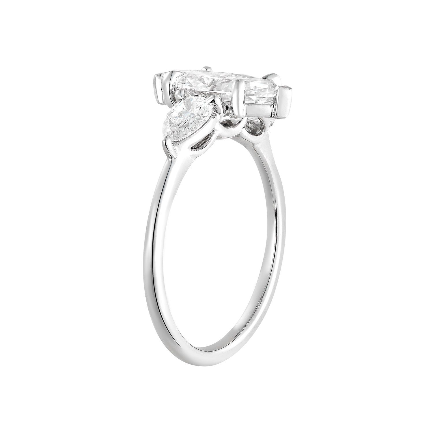 IGI Certificate 14K White Gold Marquise-Shape Lab Grown Diamond Three Stone Engagement Ring MZ13044-6