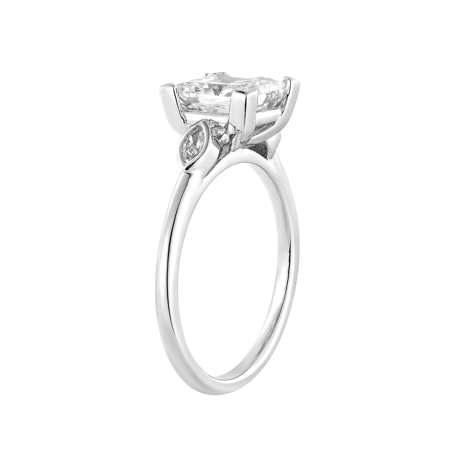 IGI Certificate 14K White Gold Princess-Cut Lab Grown Diamond Three Stone Engagement Ring MZ13046-8