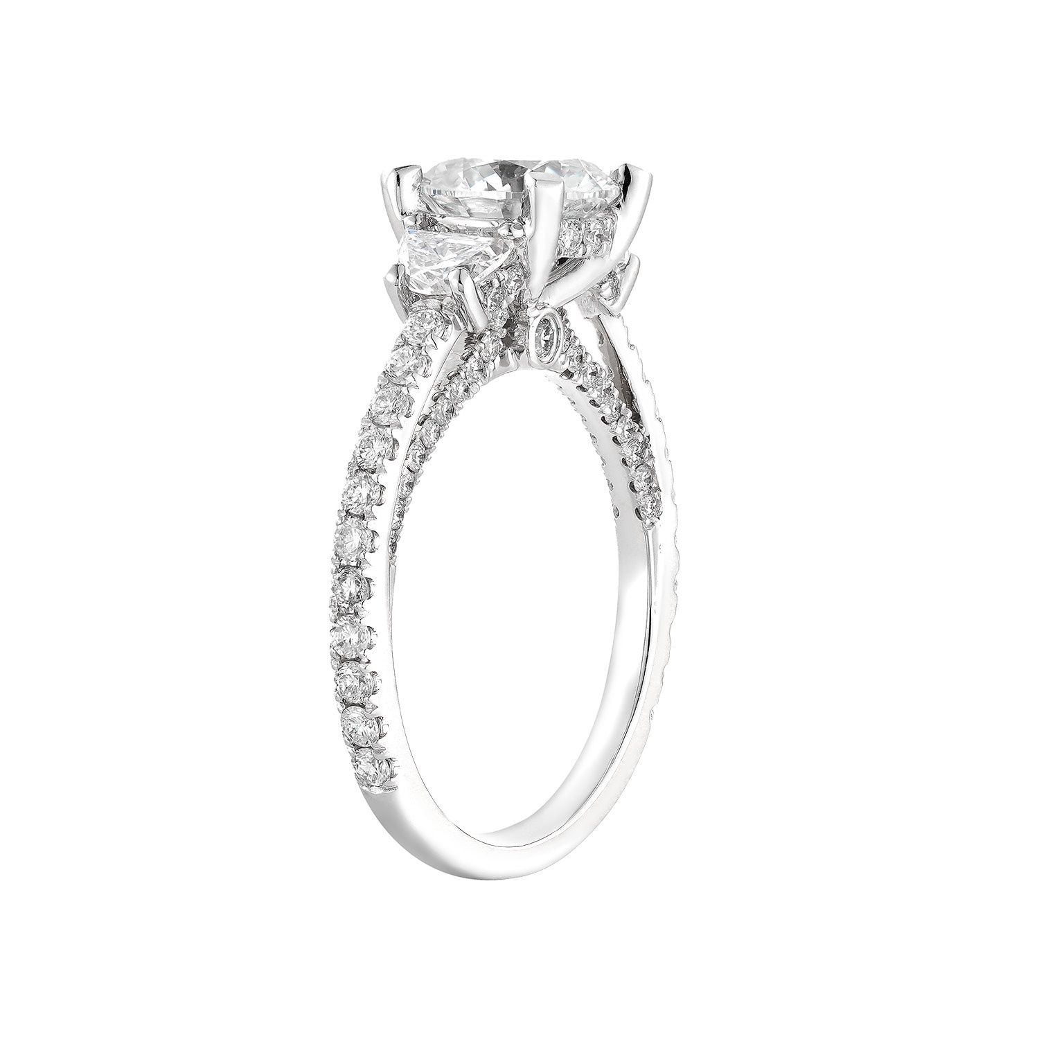 IGI Certificate 14K White Gold Lab Grown Diamond Three Stone Engagement Ring MZ13055