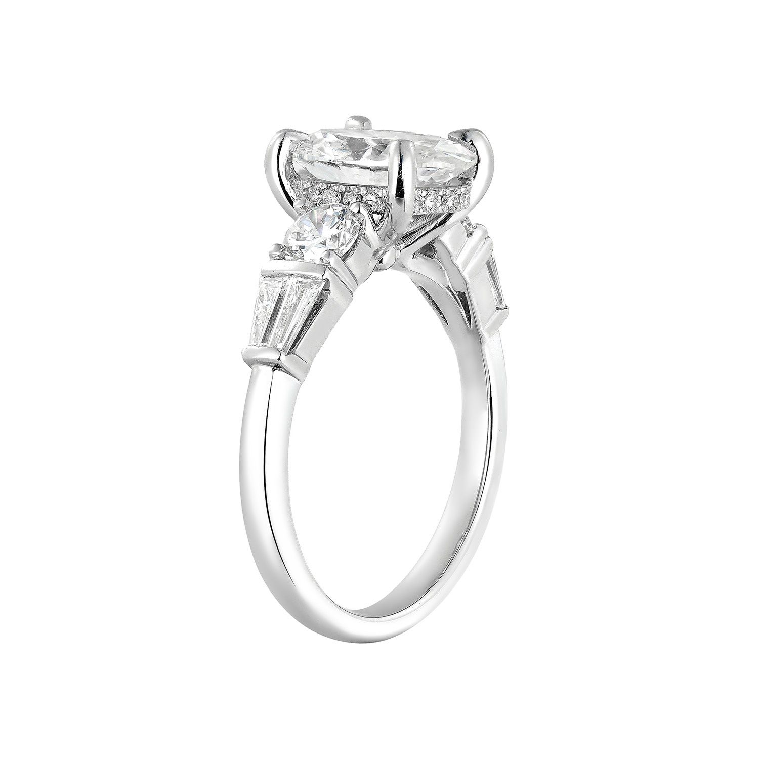 IGI Certificate 14K White Gold Lab Grown Diamond Three Stone Engagement Ring MZ13065-3