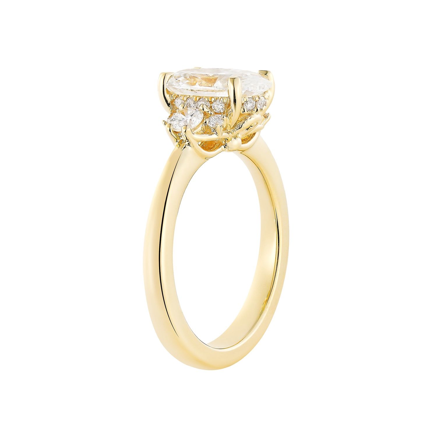IGI Certificate 14K Yellow Gold Lab Grown Diamond Three Stone Engagement Ring MZ30364