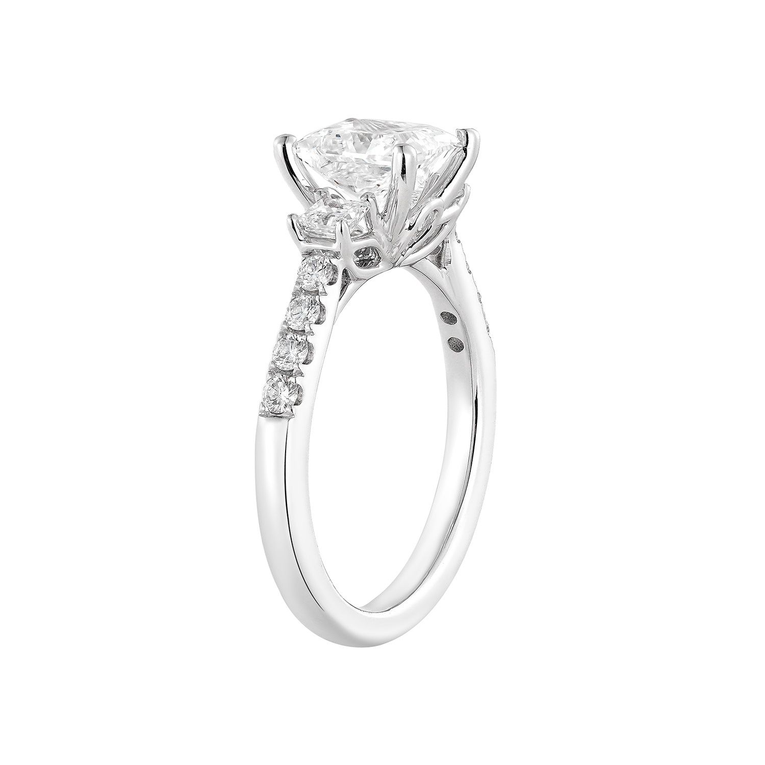IGI Certificate 14K White Gold Princess-Cut Lab Grown Diamond Three Stone Engagement Ring MZ30374