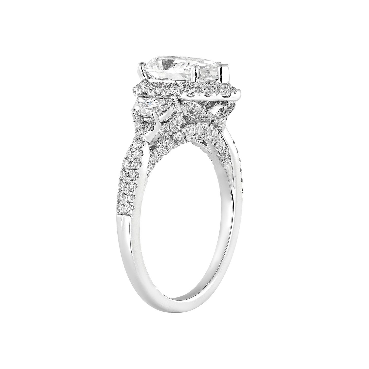 IGI Certificate 14K White Gold Lab Grown Diamond Three Stone Engagement Ring MZ30385