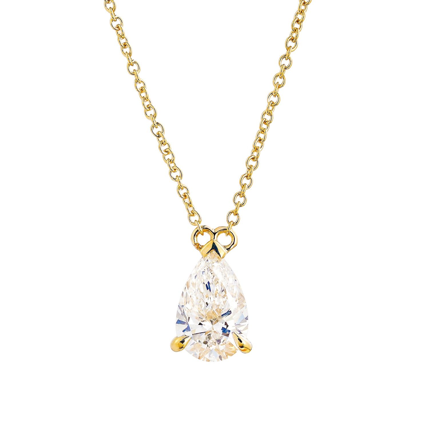 IGI Certificate 14K Yellow Gold Pear-Shape Lab Grown Diamond Necklace MZ13129