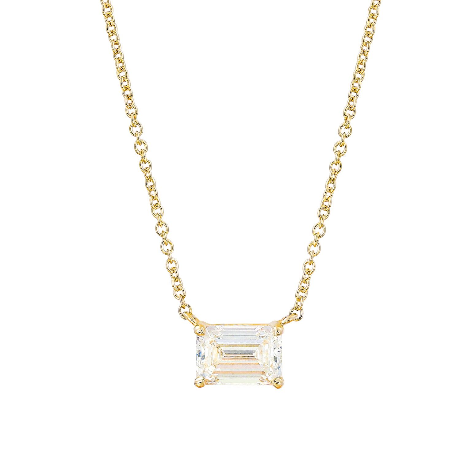 IGI Certificate 14K Yellow Gold Emerald-Cut Lab Grown Diamond Necklace MZ30412