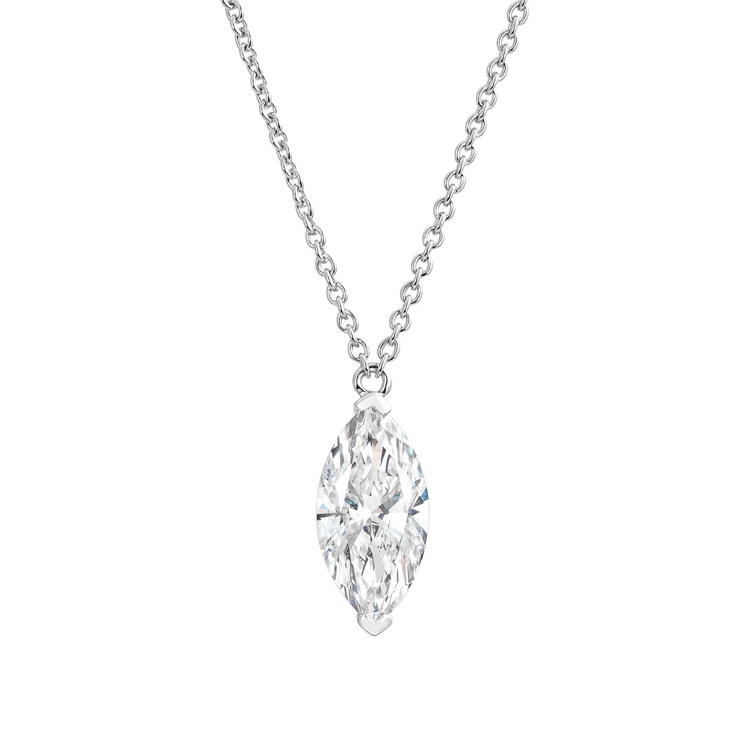 IGI Certificate 14K White Gold Marquise-Shape Lab Grown Diamond Necklace MZ30415