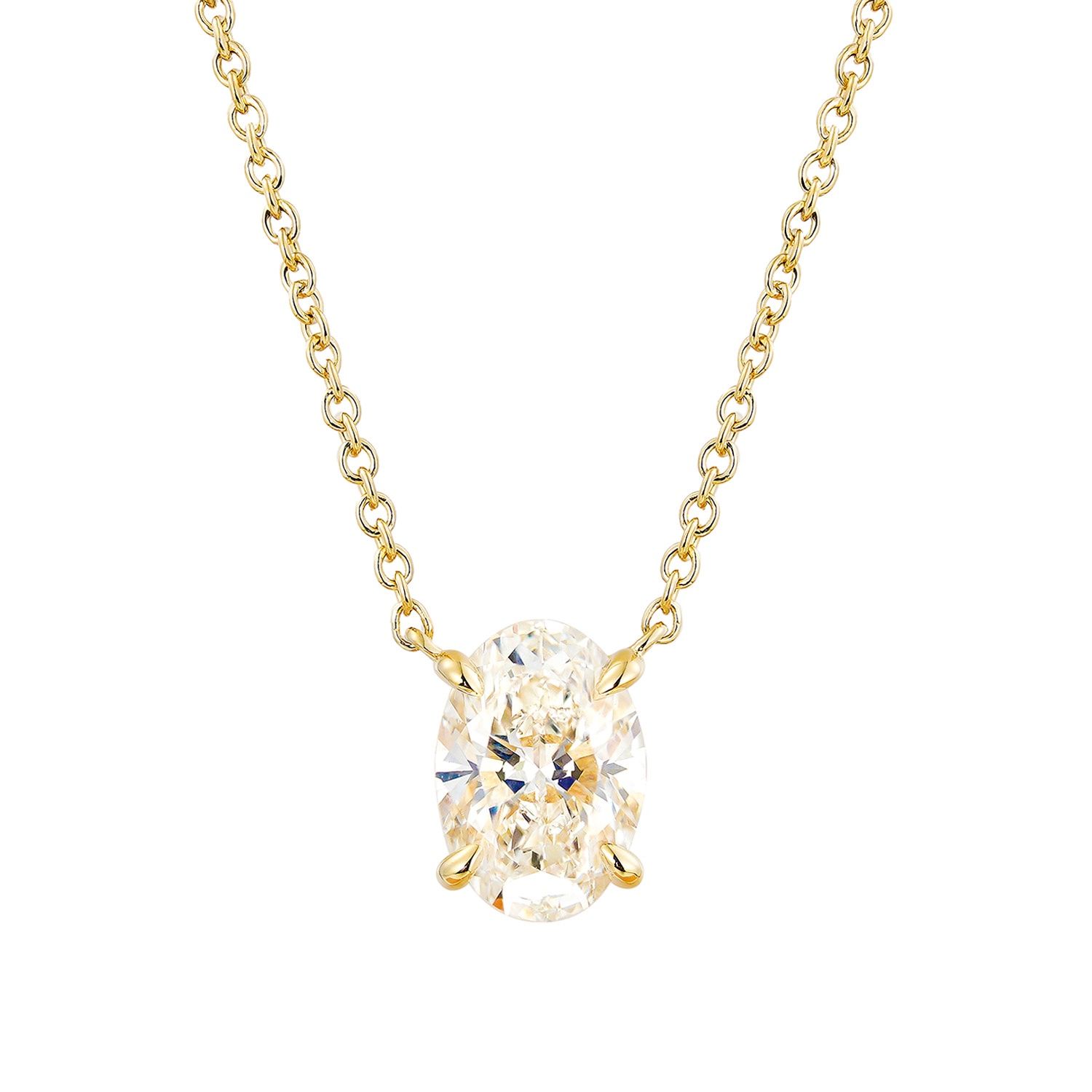 IGI Certificate 14K Yellow Gold Oval-Shape Lab Grown Diamond Necklace MZ30417