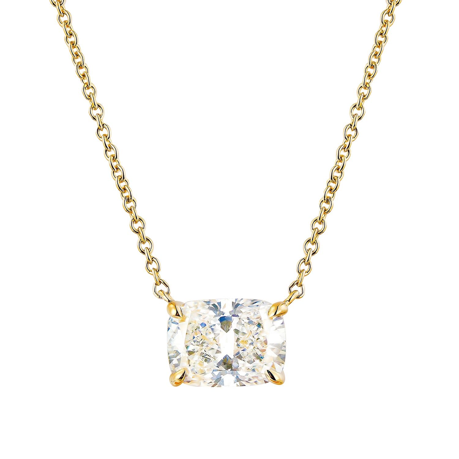 IGI Certificate 14K Yellow Gold Cushion-Cut Lab Grown Diamond Necklace MZ30418