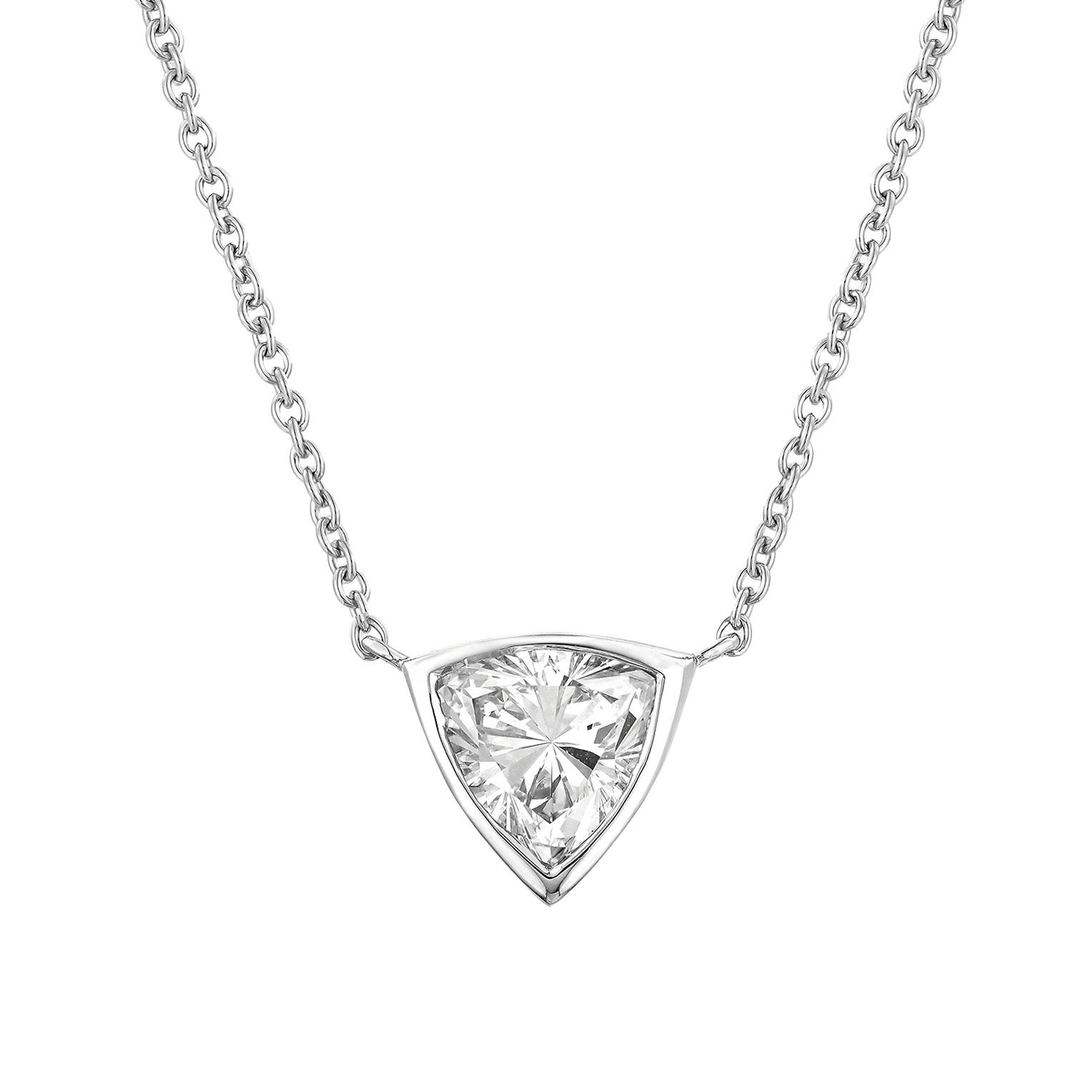 14K White Gold Trillion-Cut Lab Grown Diamond Necklace MZ30420