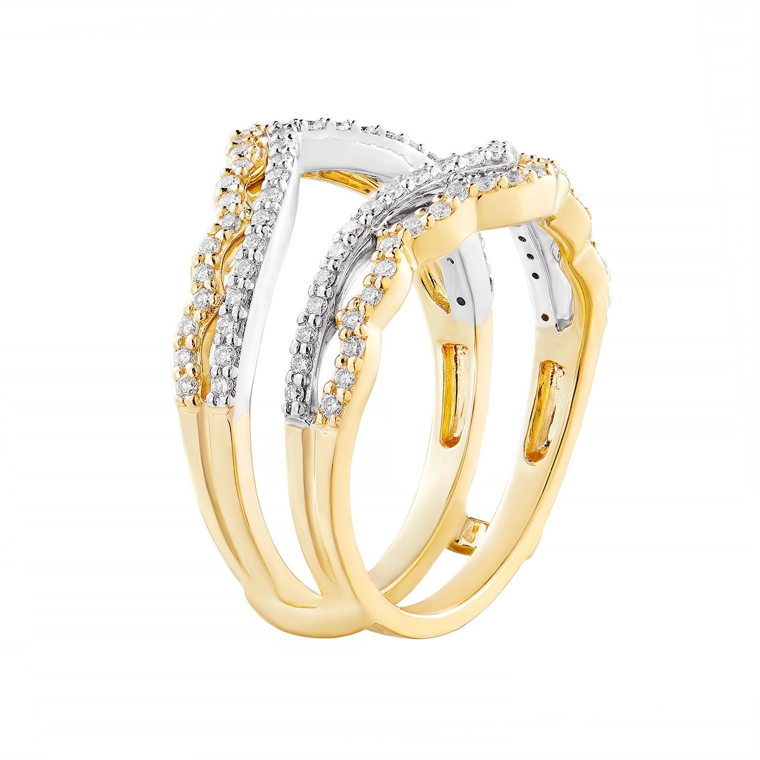 14K White Gold And Yellow Gold Natural Diamond Enhancer Ring MZ8085