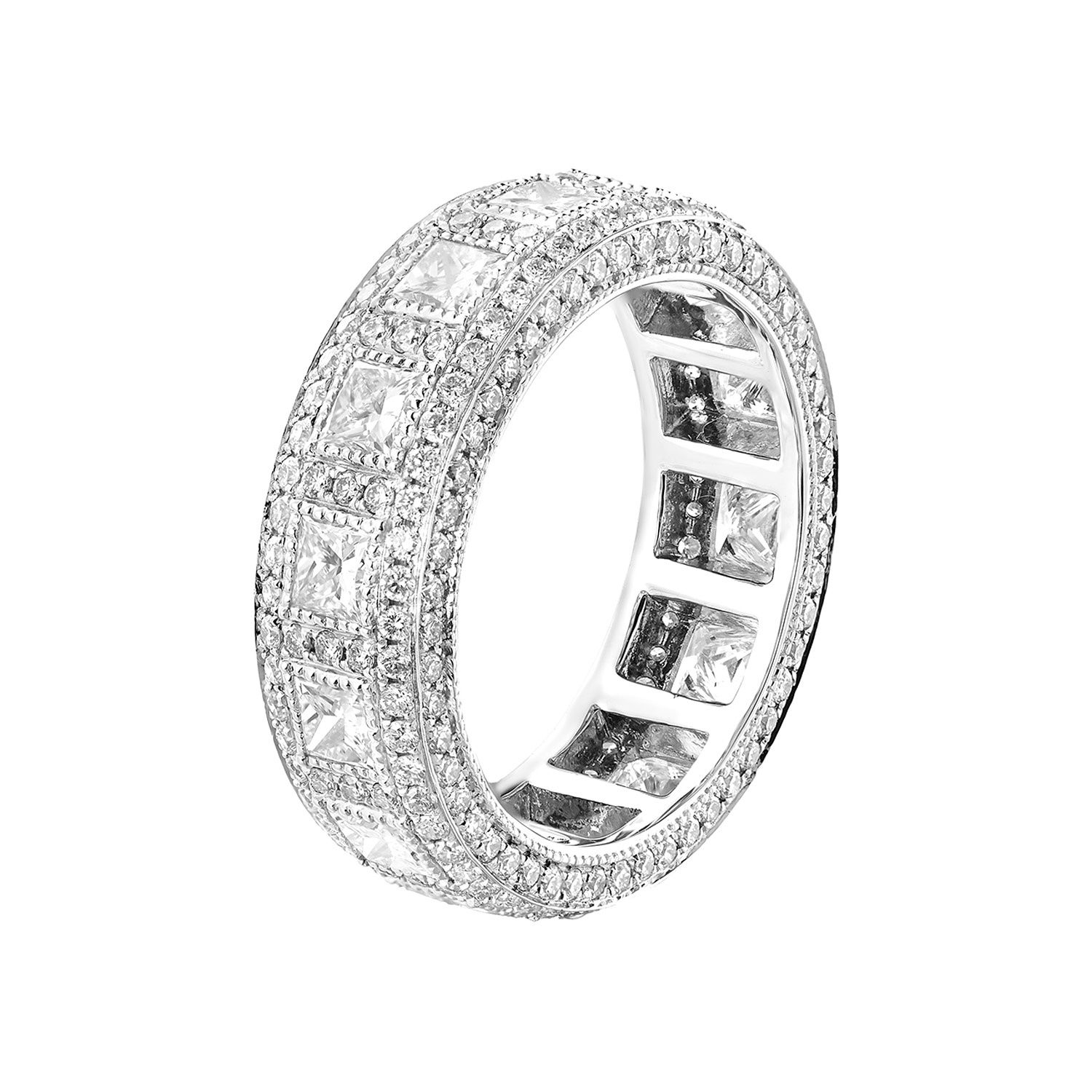 14K White Gold Princess-Cut Lab Grown Diamond Eternity Band MZ12166