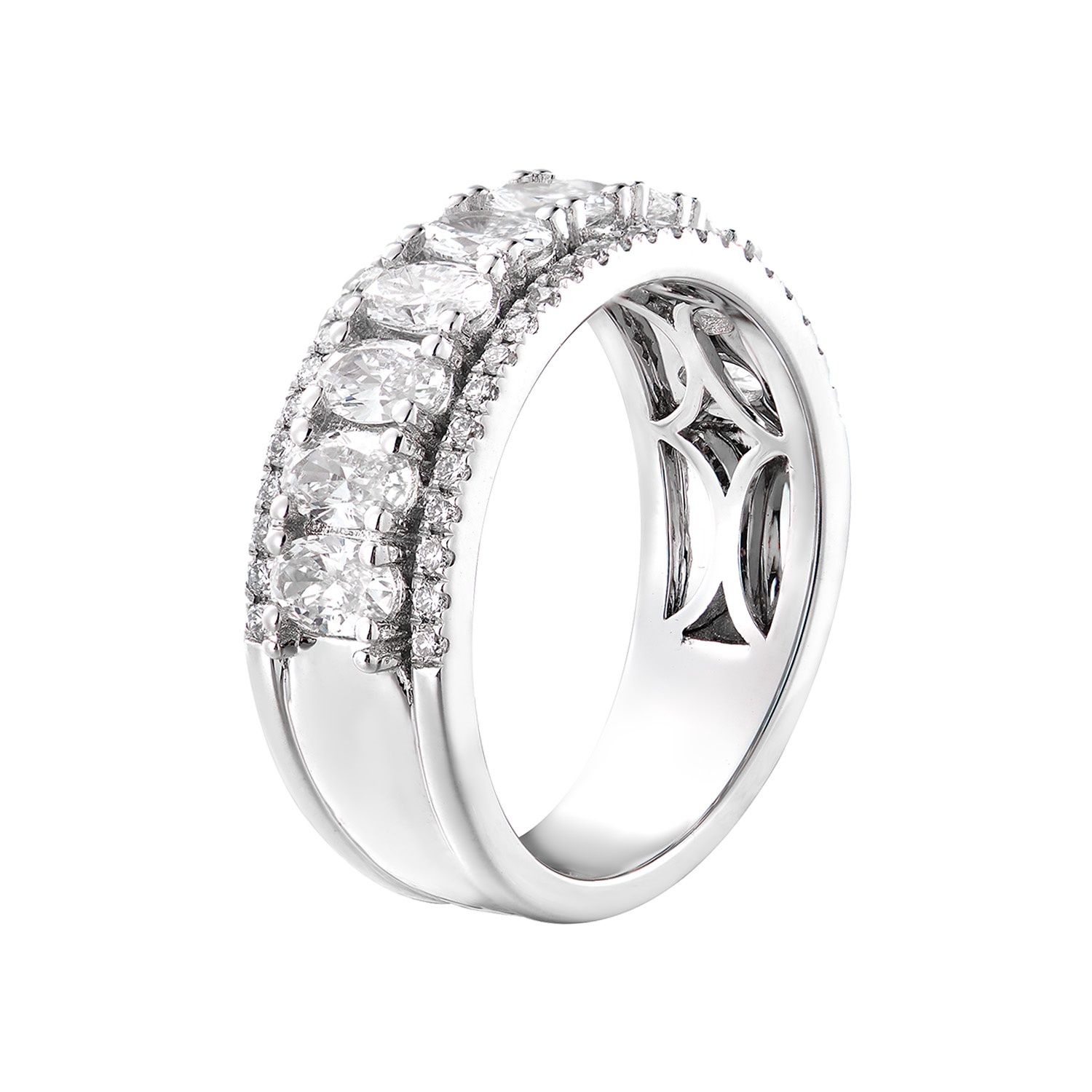 14K White Gold Oval-Shape Lab Grown Diamond Wide Band MZ12174