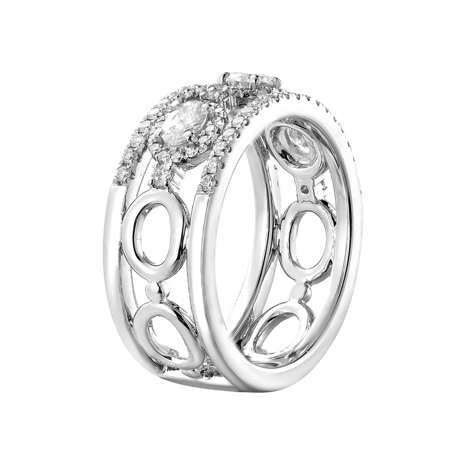 14K White Gold Oval-Shape Lab Grown Diamond Wide Band MZ12176