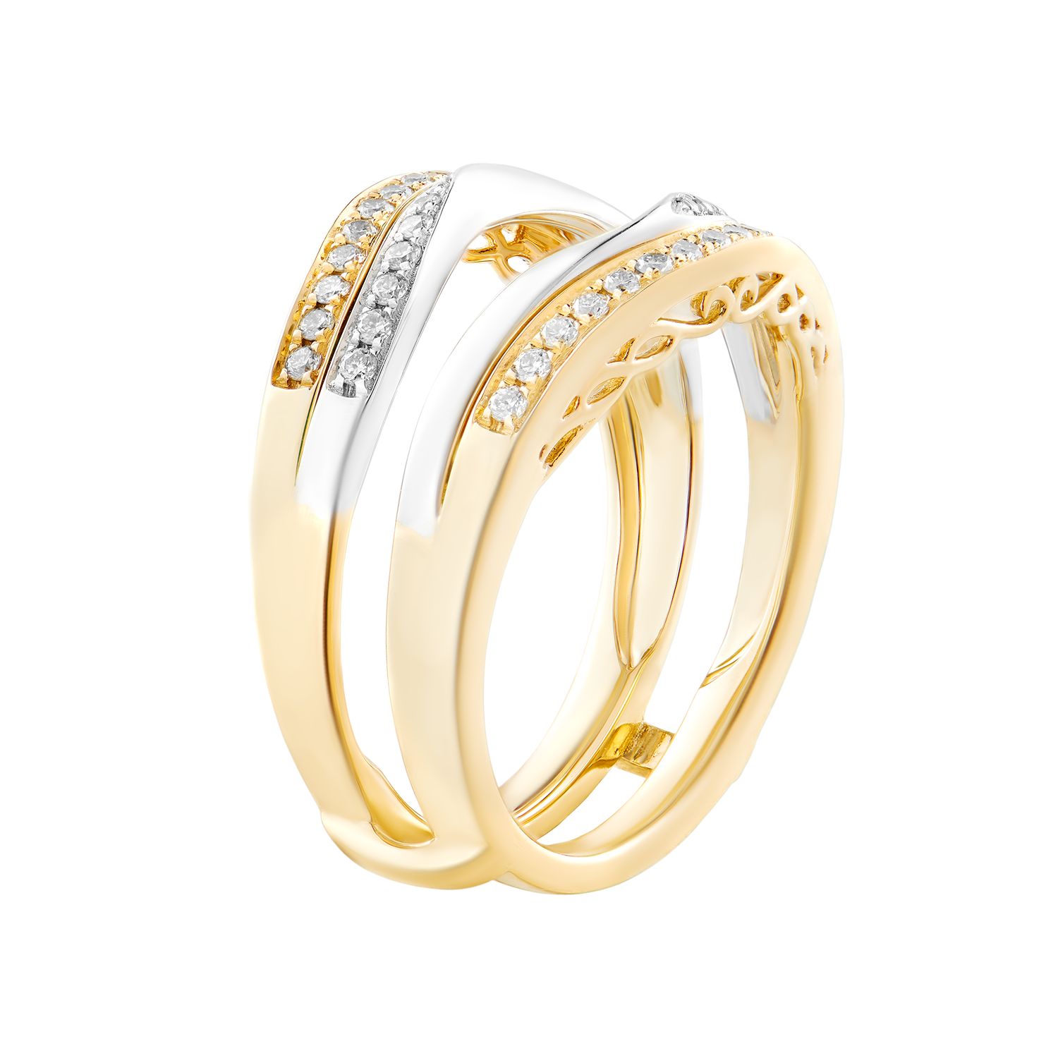 14K White Gold And Yellow Gold Natural Diamond Enhancer Ring MZ12216