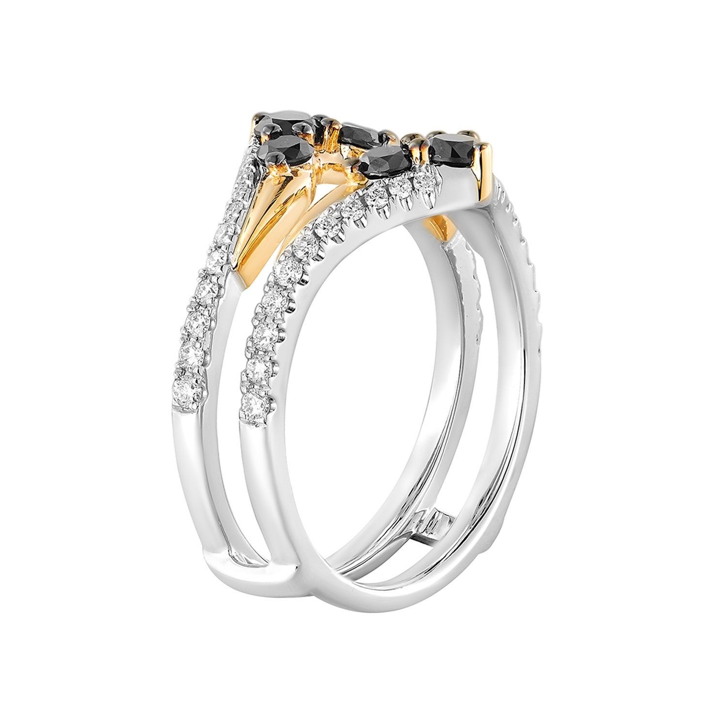 14K White Gold And 14K Yellow Gold Natural Black Diamond Enhancer Ring MZ12254