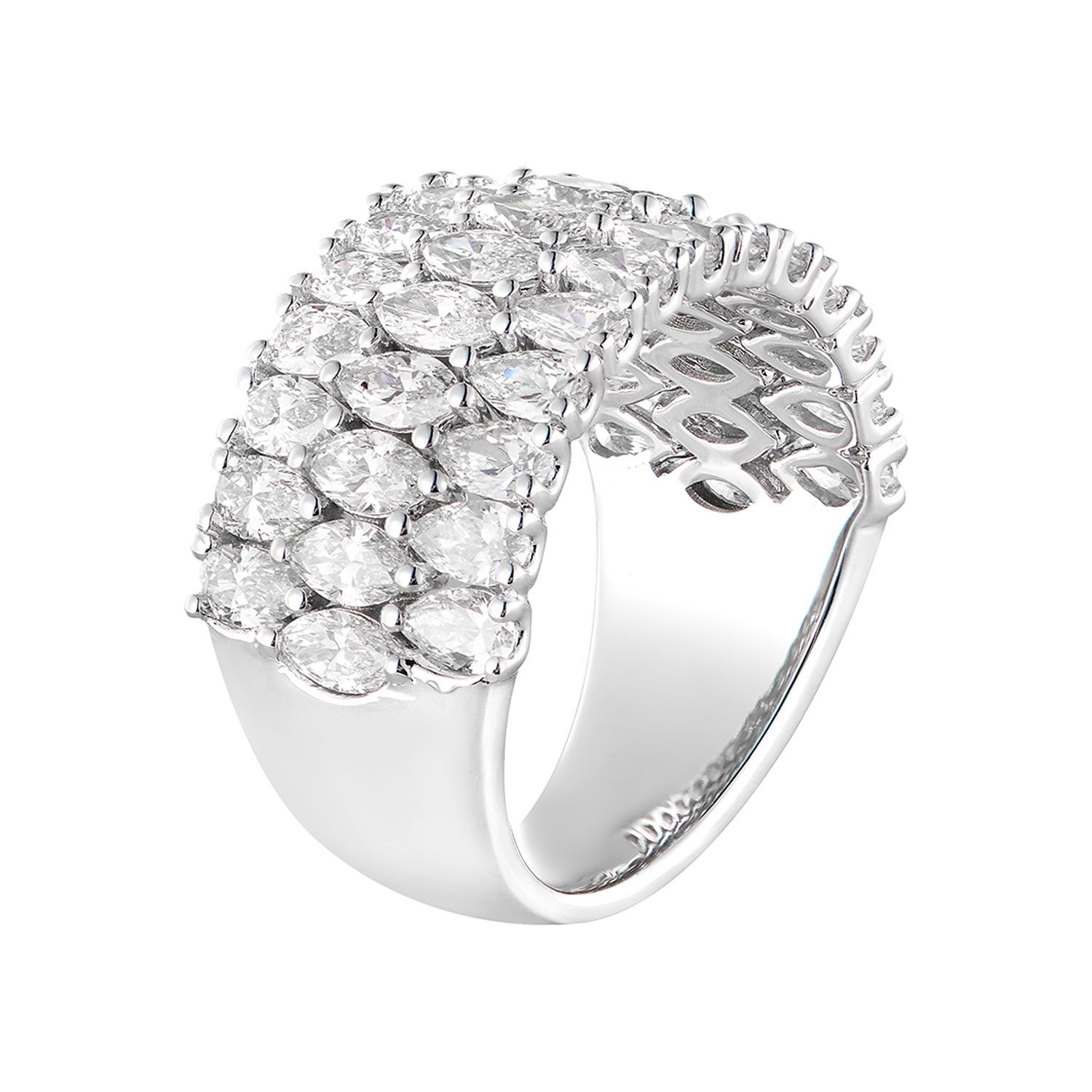 14K White Gold Natural Pear And Marquise Diamond Wide Ring MZ30062