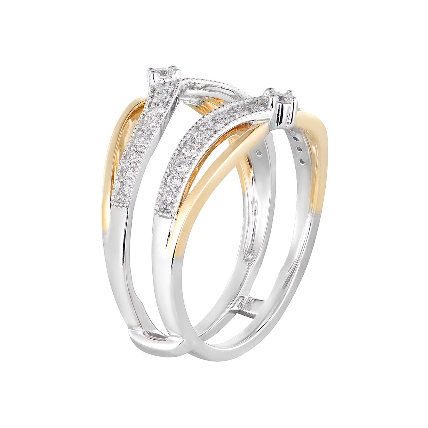 14K White Gold And 14K Yellow Gold Natural Diamond Enhancer Ring MZ8108