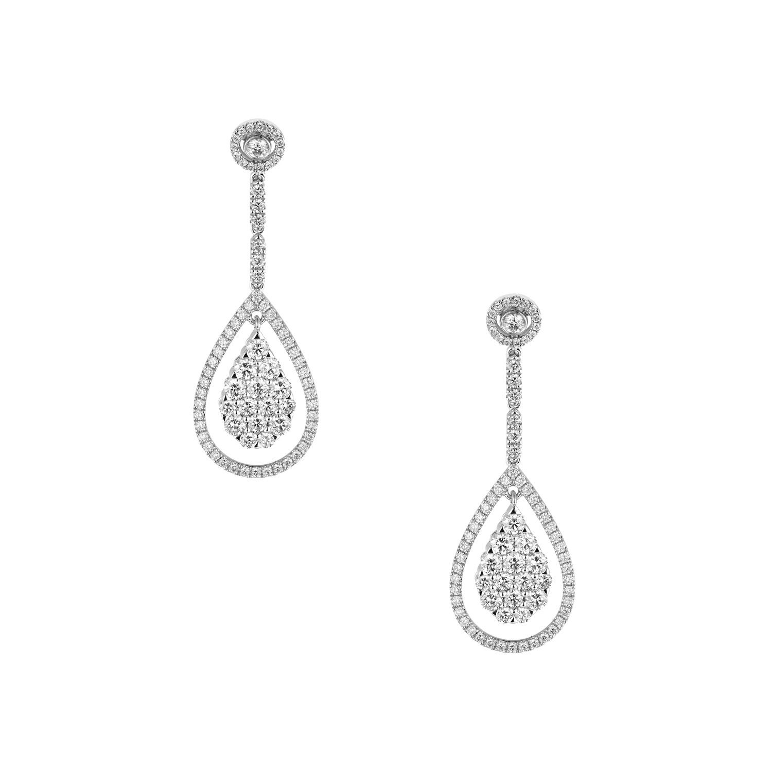 14K White Gold Natural Diamond Dazzling Earrings MZ8172