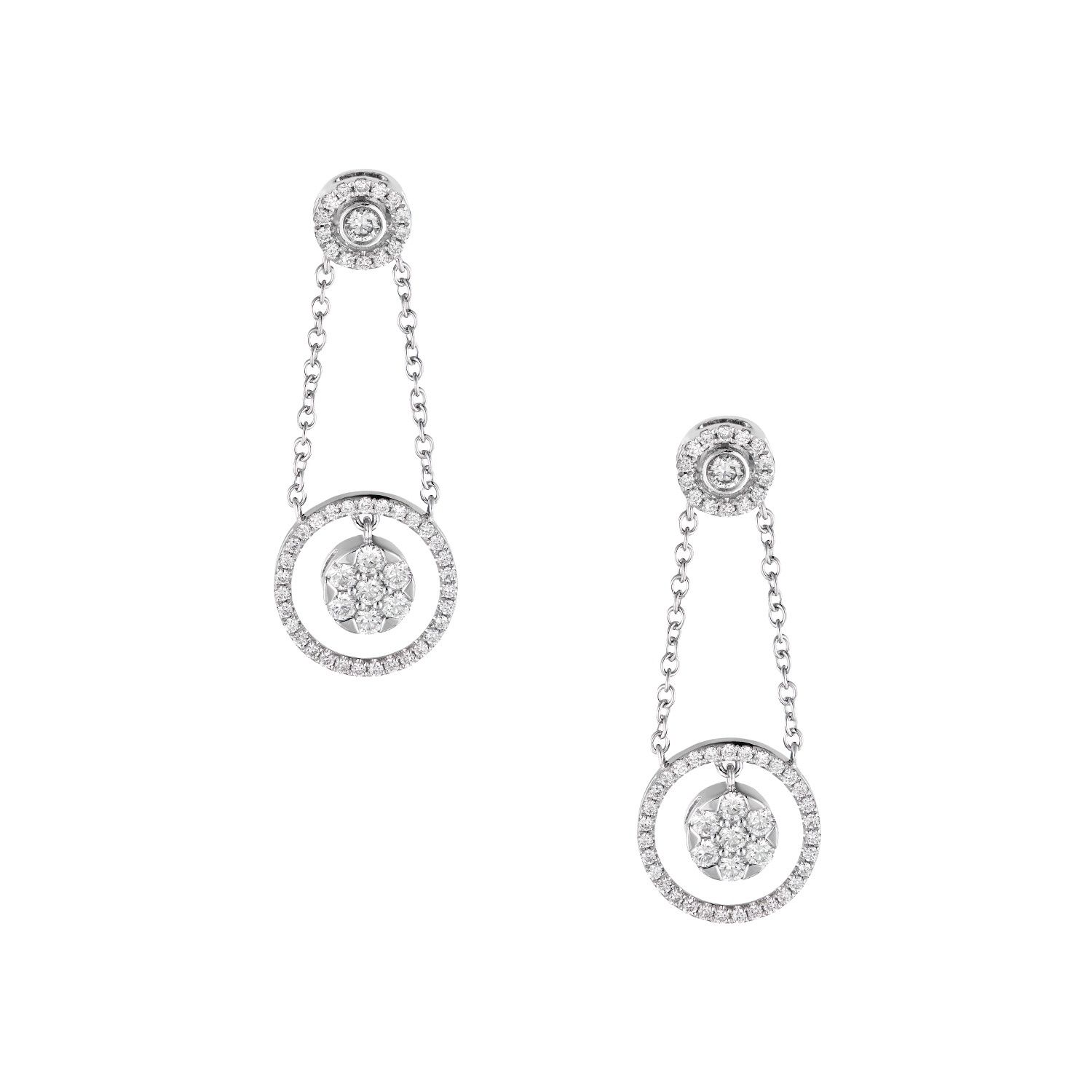 14K White Gold Natural Diamond Dazzling Earrings MZ30084