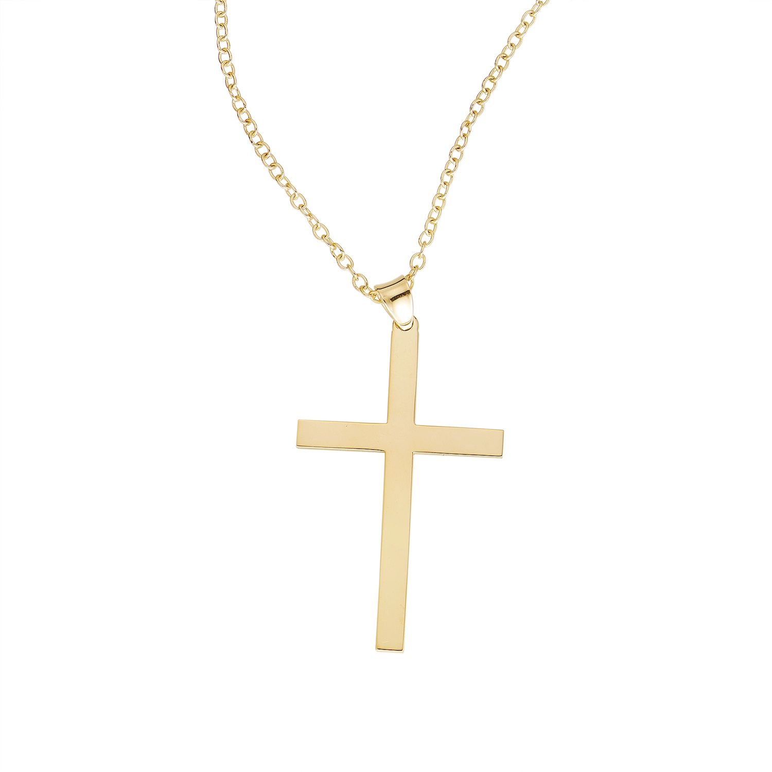 14K Yellow Gold Cross Pendant Necklace MZ10678