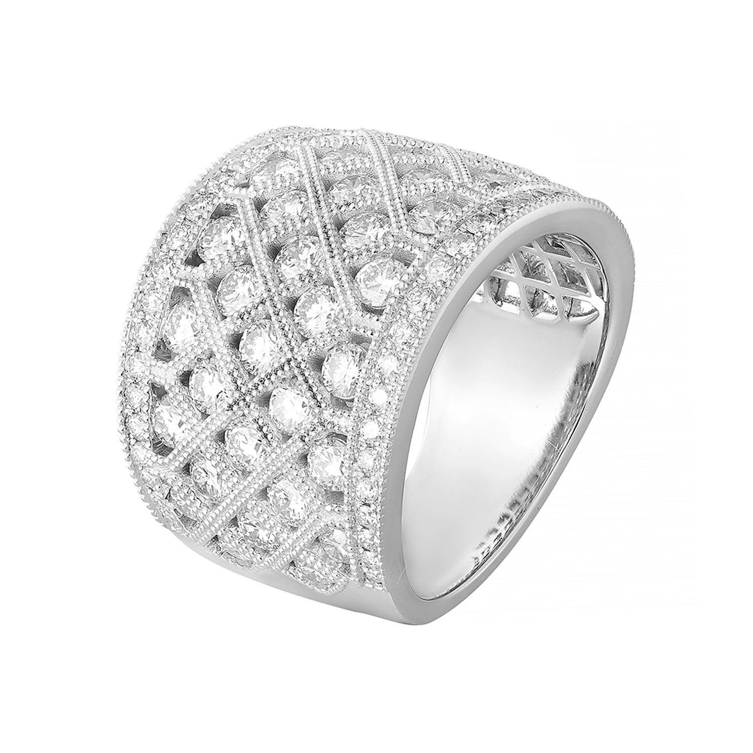 14K White/Yellow Gold Natural Diamond Wide Ring MZ12158