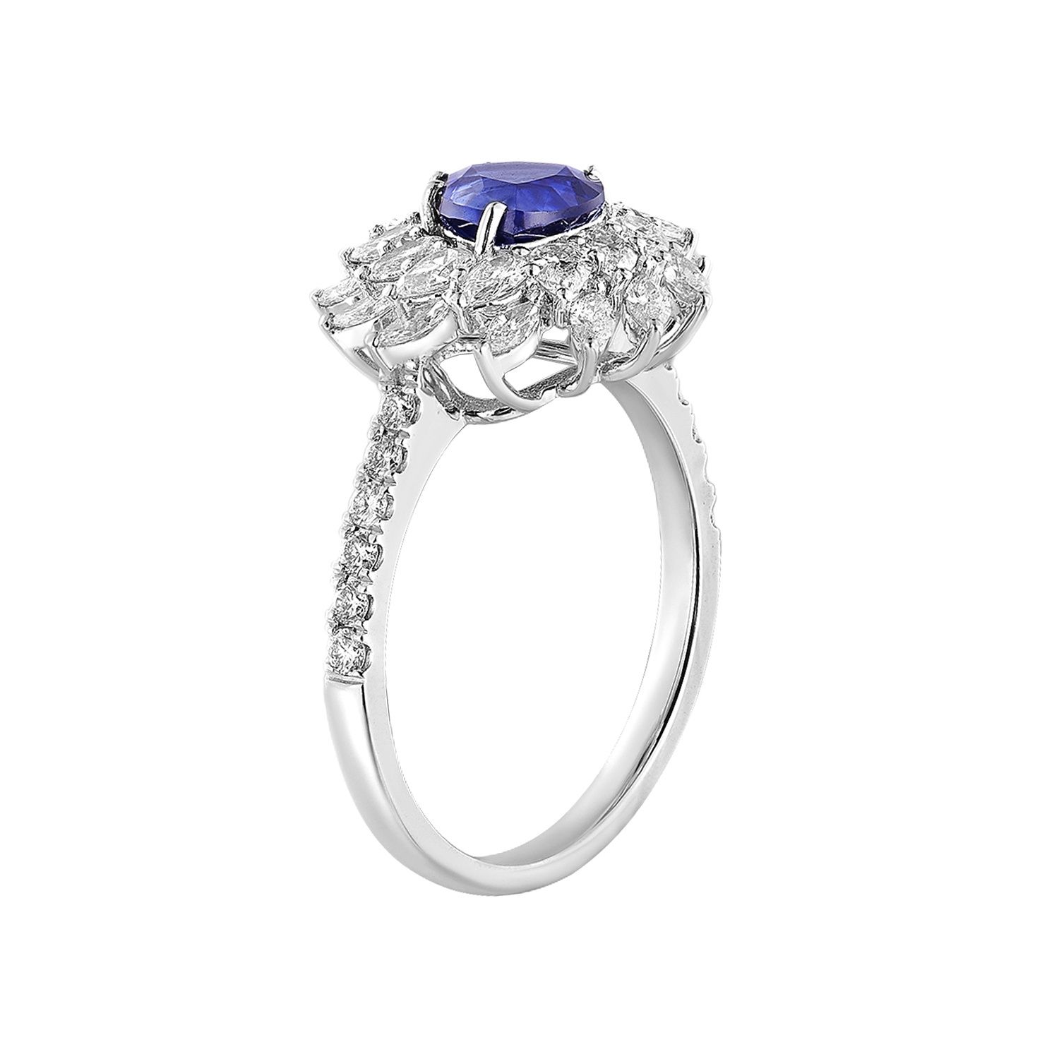 14K White Gold Lab Grown Sapphire And Diamond Engagement Ring MZ2467