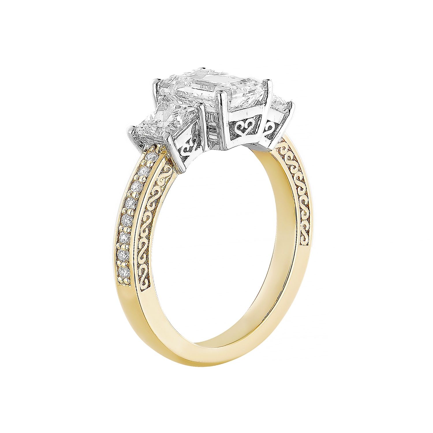 14K White Gold 14K Yellow Gold Lab Grown Diamond Engagement Ring MZ12321, Colour: 14KW+14KY-4.62g-2.97ct-LG