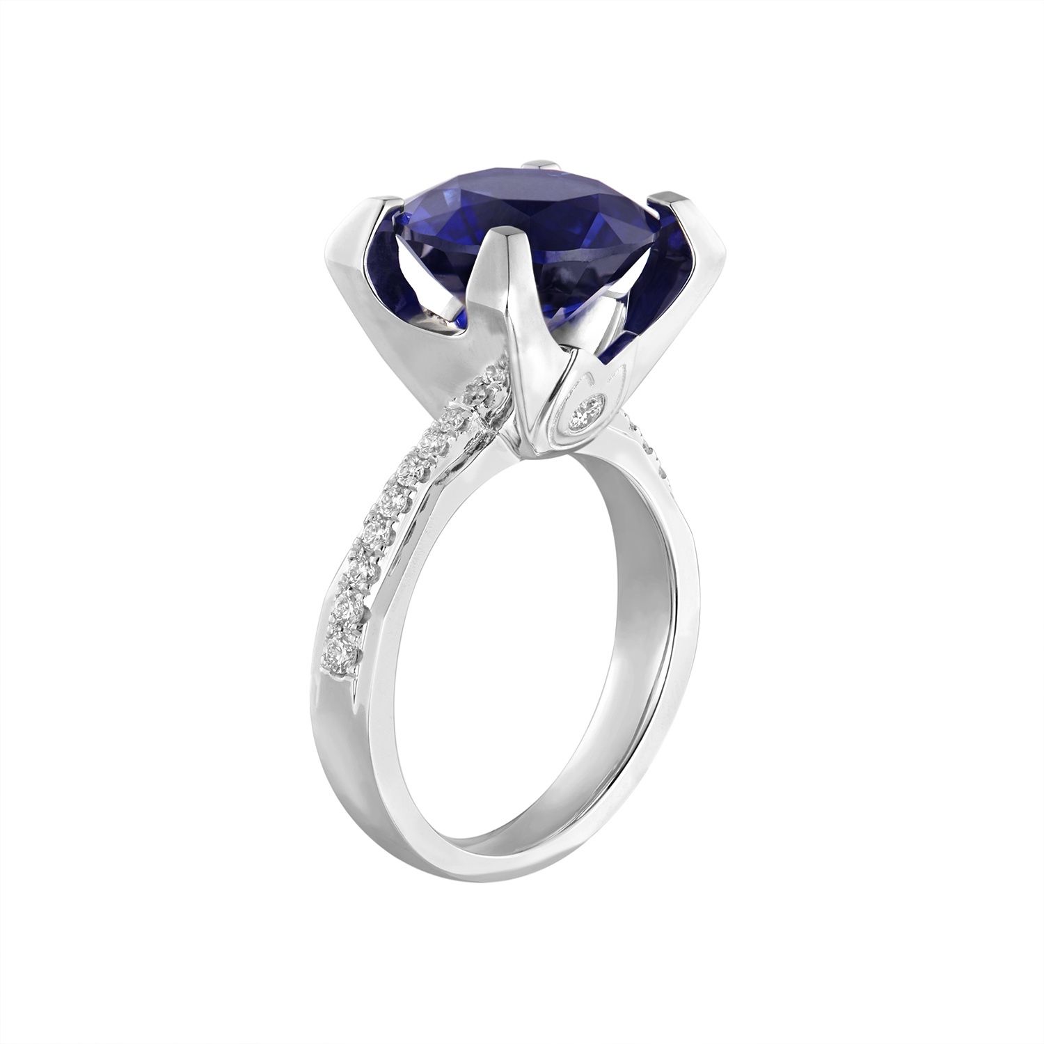 14K White Gold Lab Grown Sapphire And Diamond Engagement Ring MZ2461