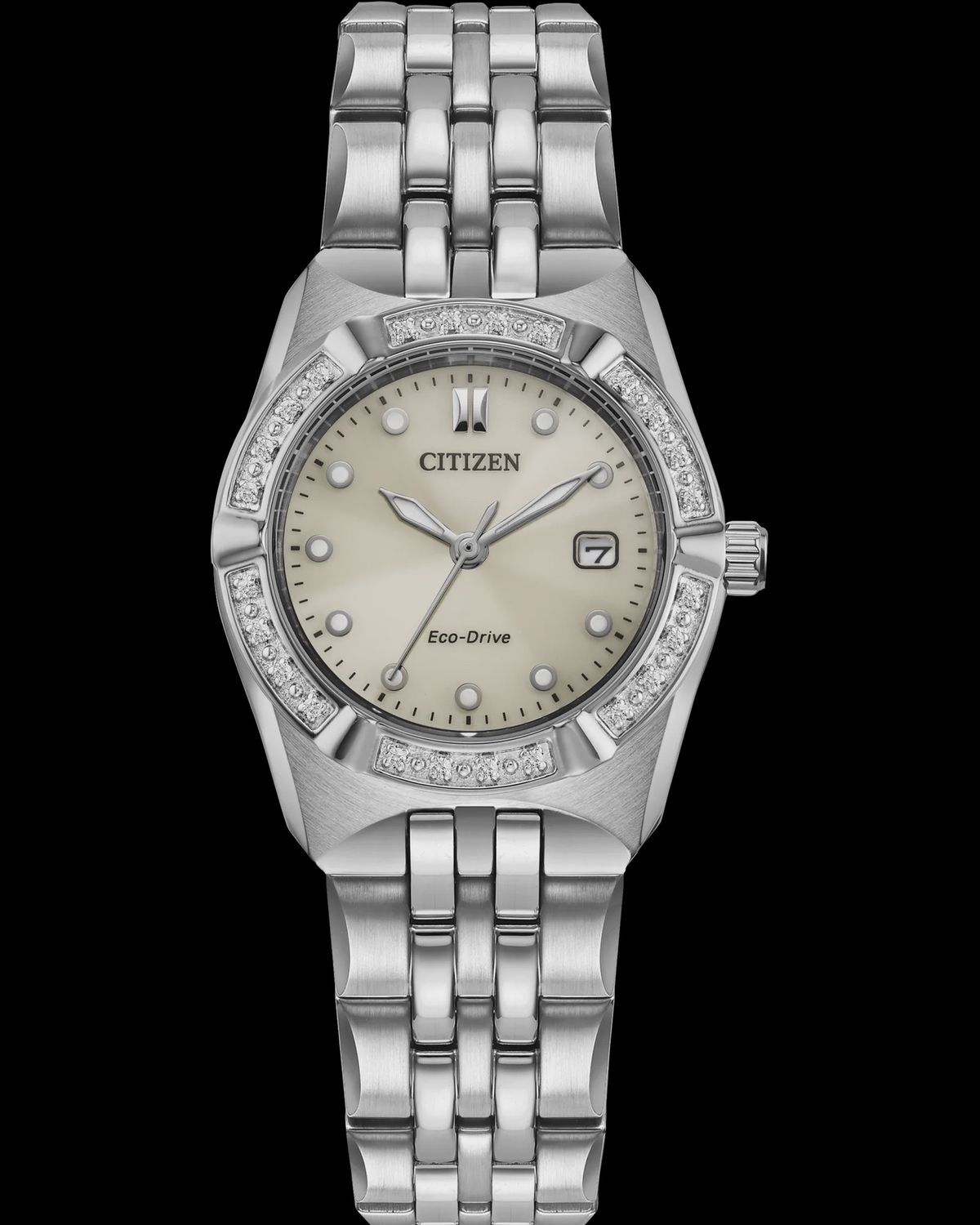 Citizen Corso Diamond Taupe Dial Stainless Steel Women&#39;s Watch EW2710-51X