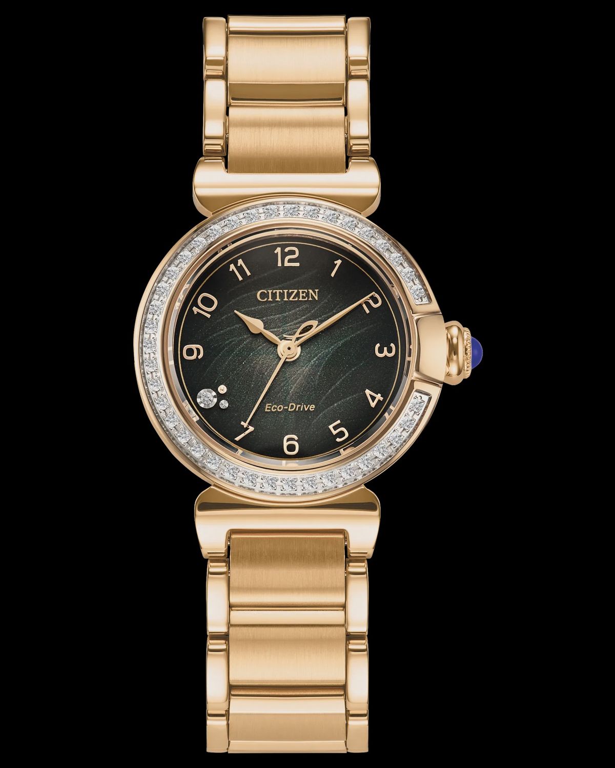 CITIZEN L Mae Green Dial Stainless Steel Women&#39;s Bracelet EM1123-62X