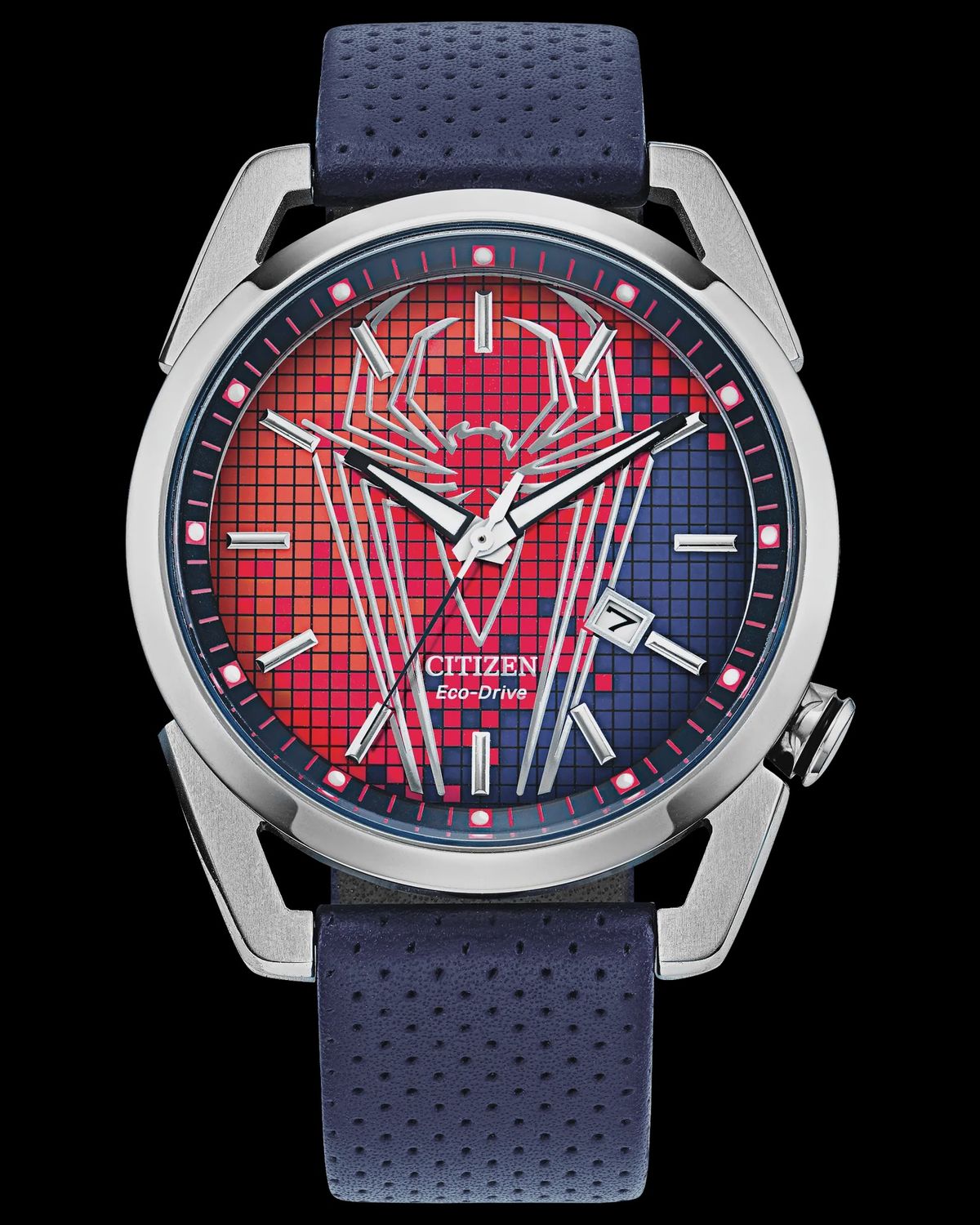 CITIZEN Spider-Man Red Dial Leather Strap Men&#39;s Watch AW1680-03W