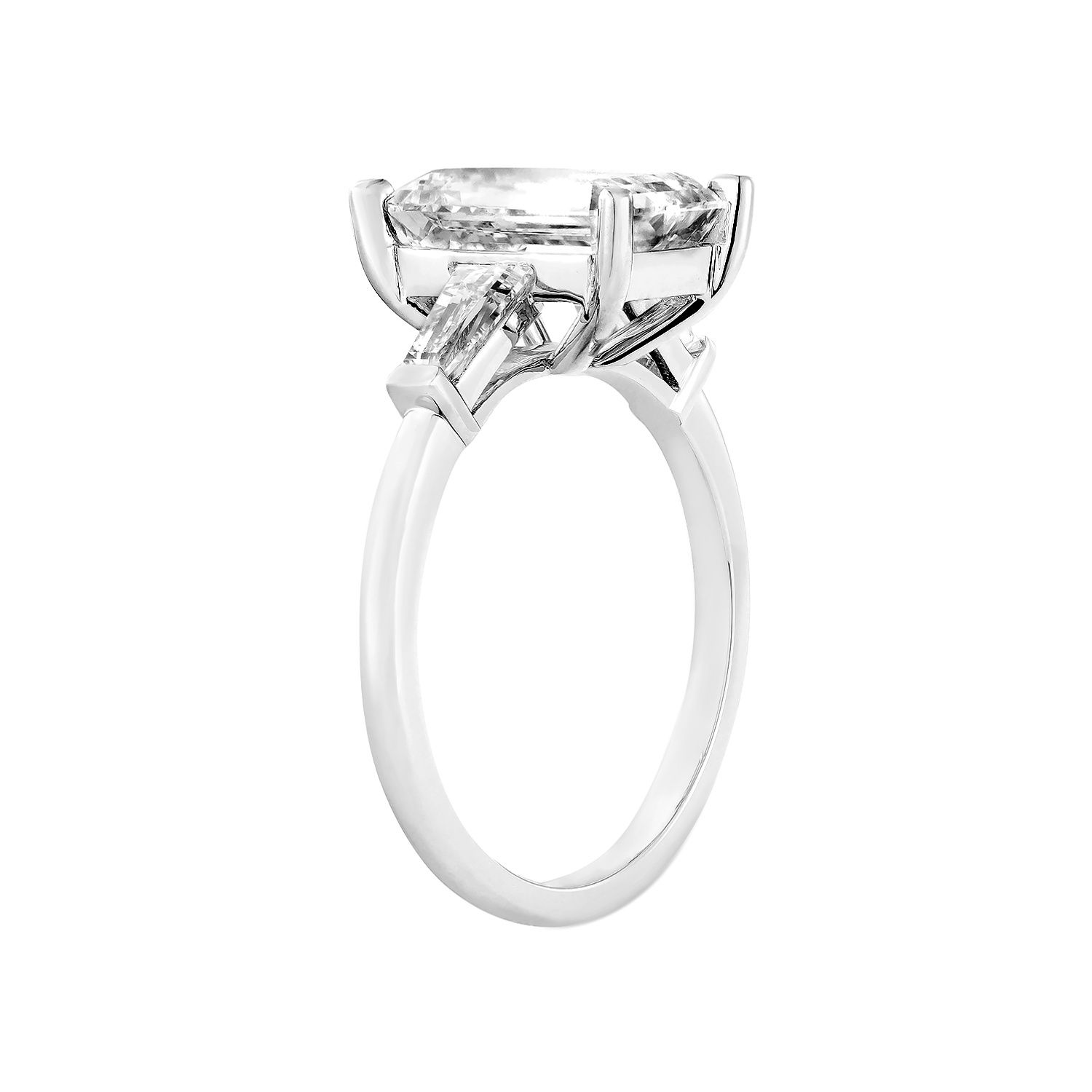 IGI Certificate 14K White Gold Emerald-Cut Lab Grown Diamond Three Stone Engagement Ring MZ13203