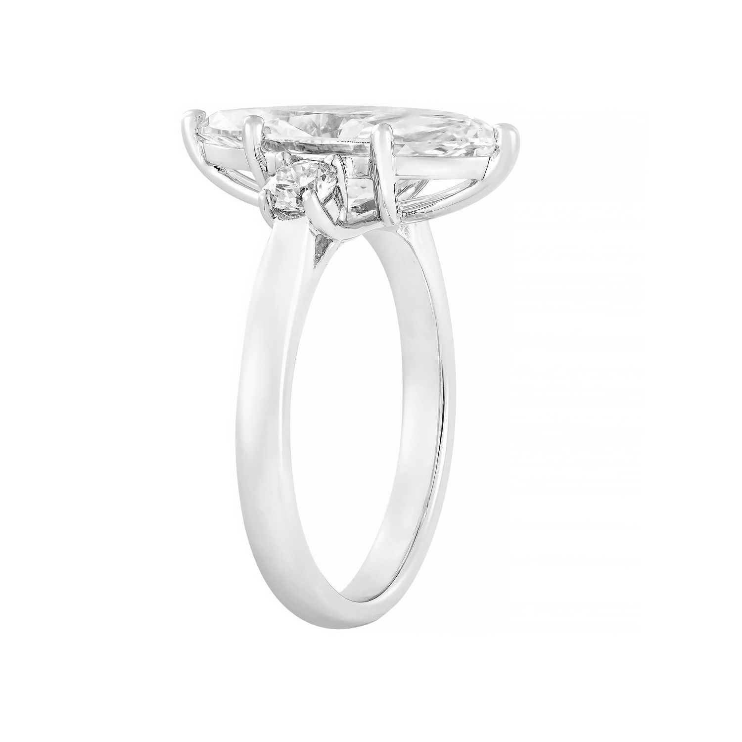 IGI Certificate 14K White Gold Marquise-Shape Lab Grown Diamond Three Stone Engagement Ring MZ13204