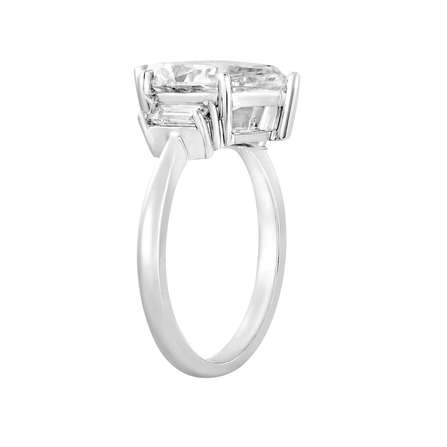 IGI Certificate 14K White Gold Pear-Shape Lab Grown Diamond Three Stone Engagement Ring MZ13206