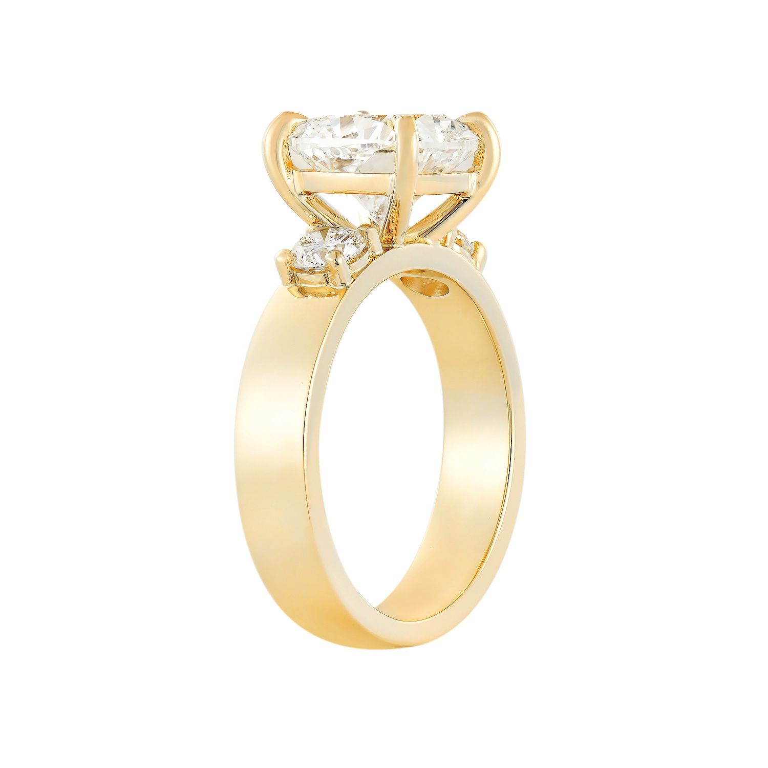 IGI Certificate 14K Yellow Gold Cushion-Shape Lab Grown Diamond Three Stone Engagement Ring MZ13208