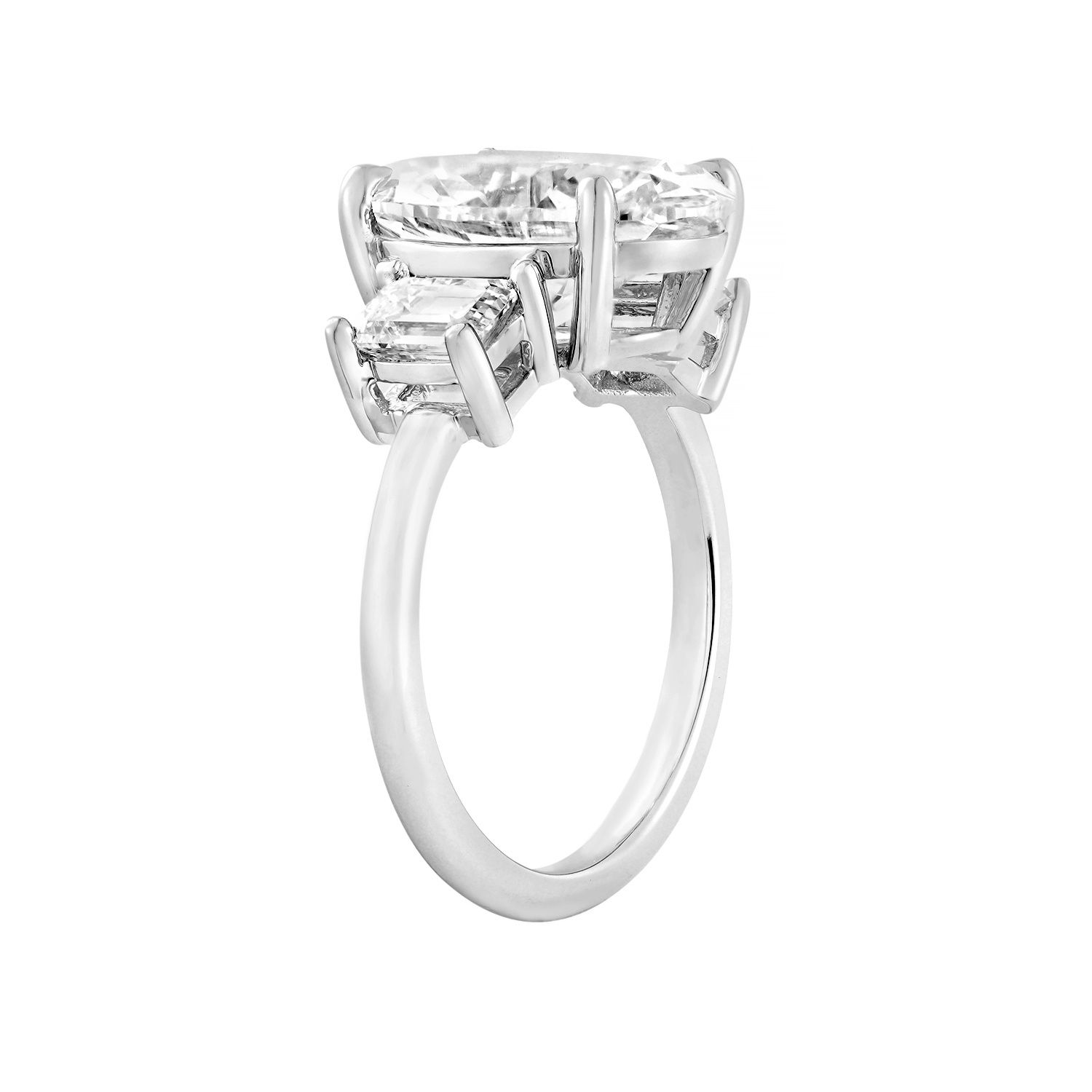 IGI Certificate 14K White Gold Oval-Shape Lab Grown Diamond Three Stone Engagement Ring MZ30472