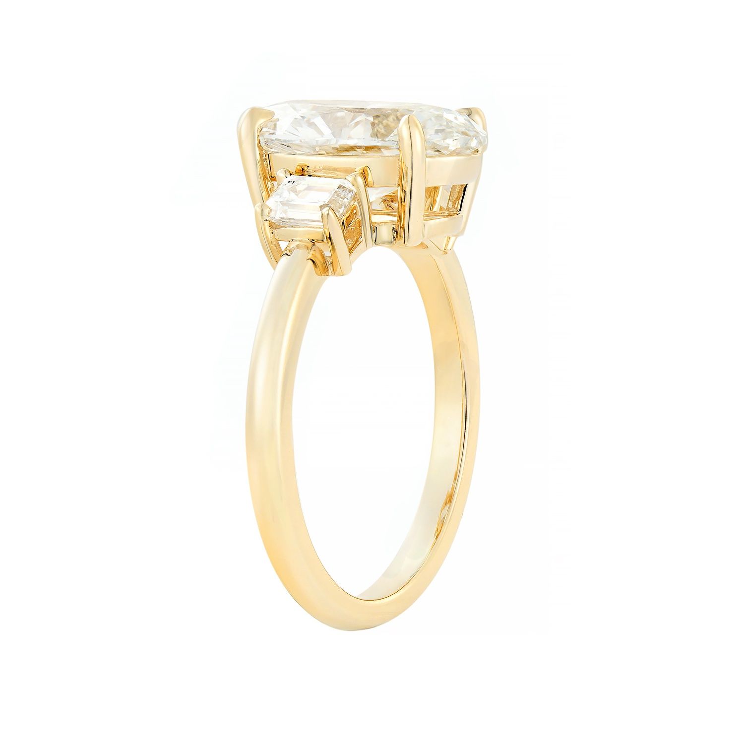 IGI Certificate 14K Yellow Gold Oval-Shape Lab Grown Diamond Three Stone Engagement Ring MZ30473