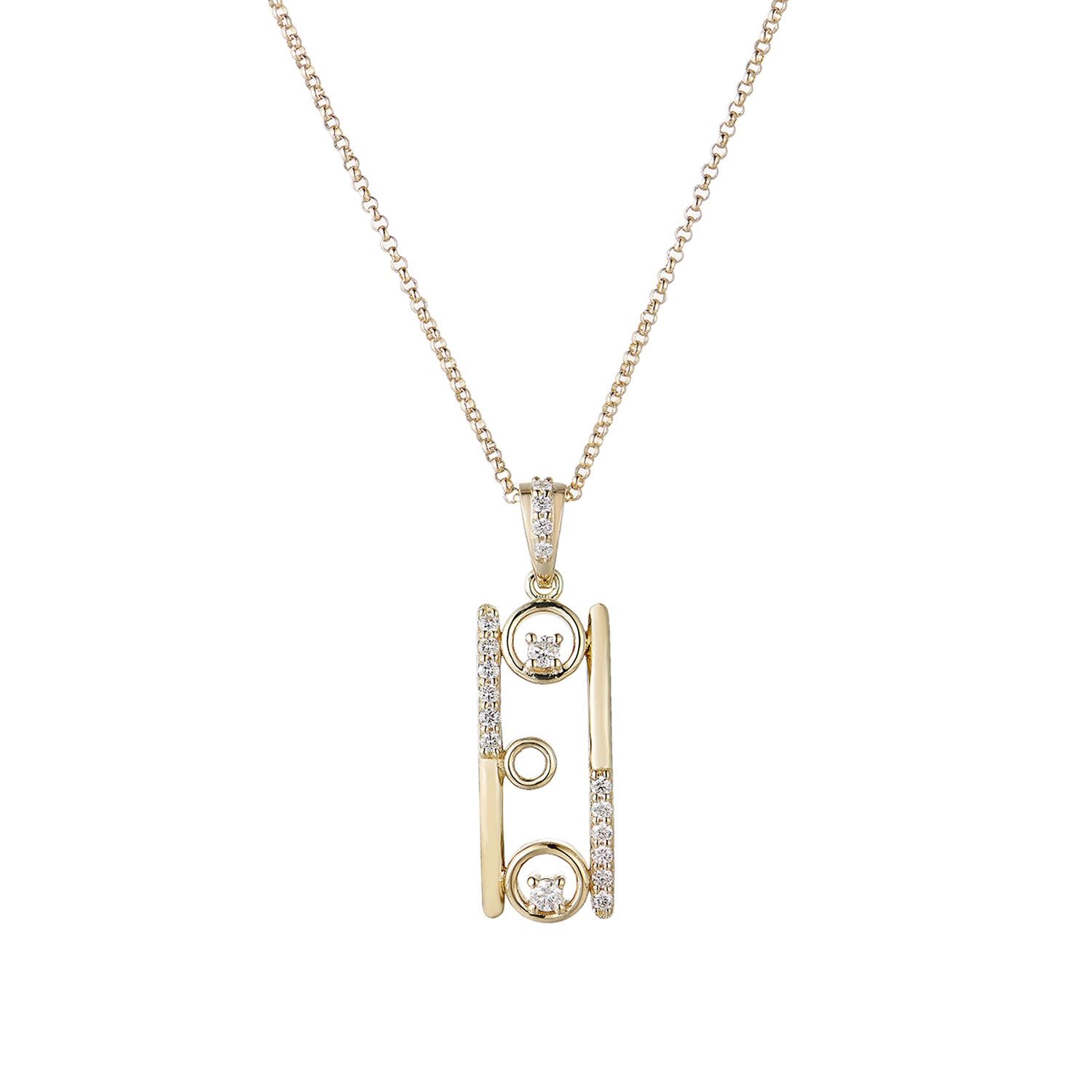 14K Yellow Gold  Natural Diamond  Pendant Necklace MZ10199