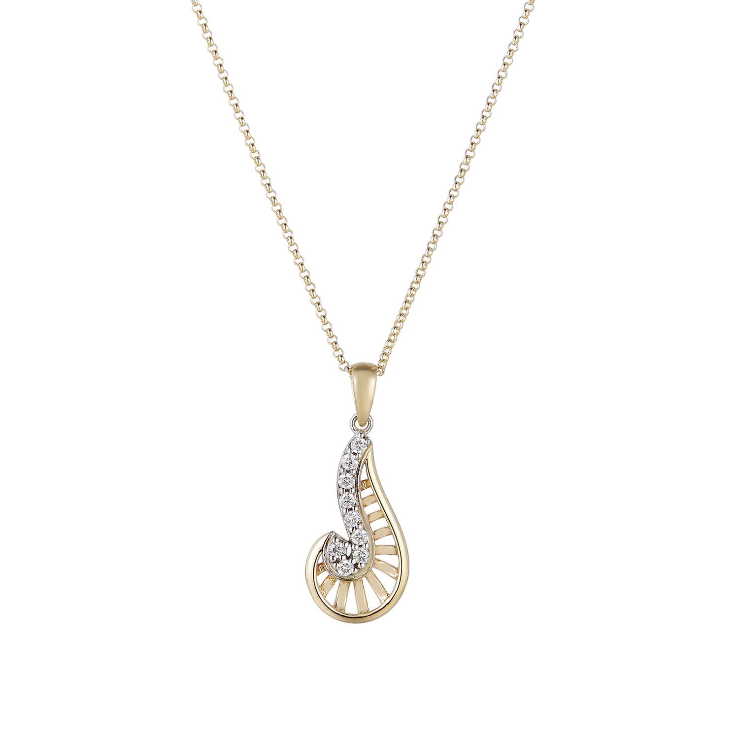 14K White/Yellow Gold Natural Diamond  Pendant Necklace MZ10181