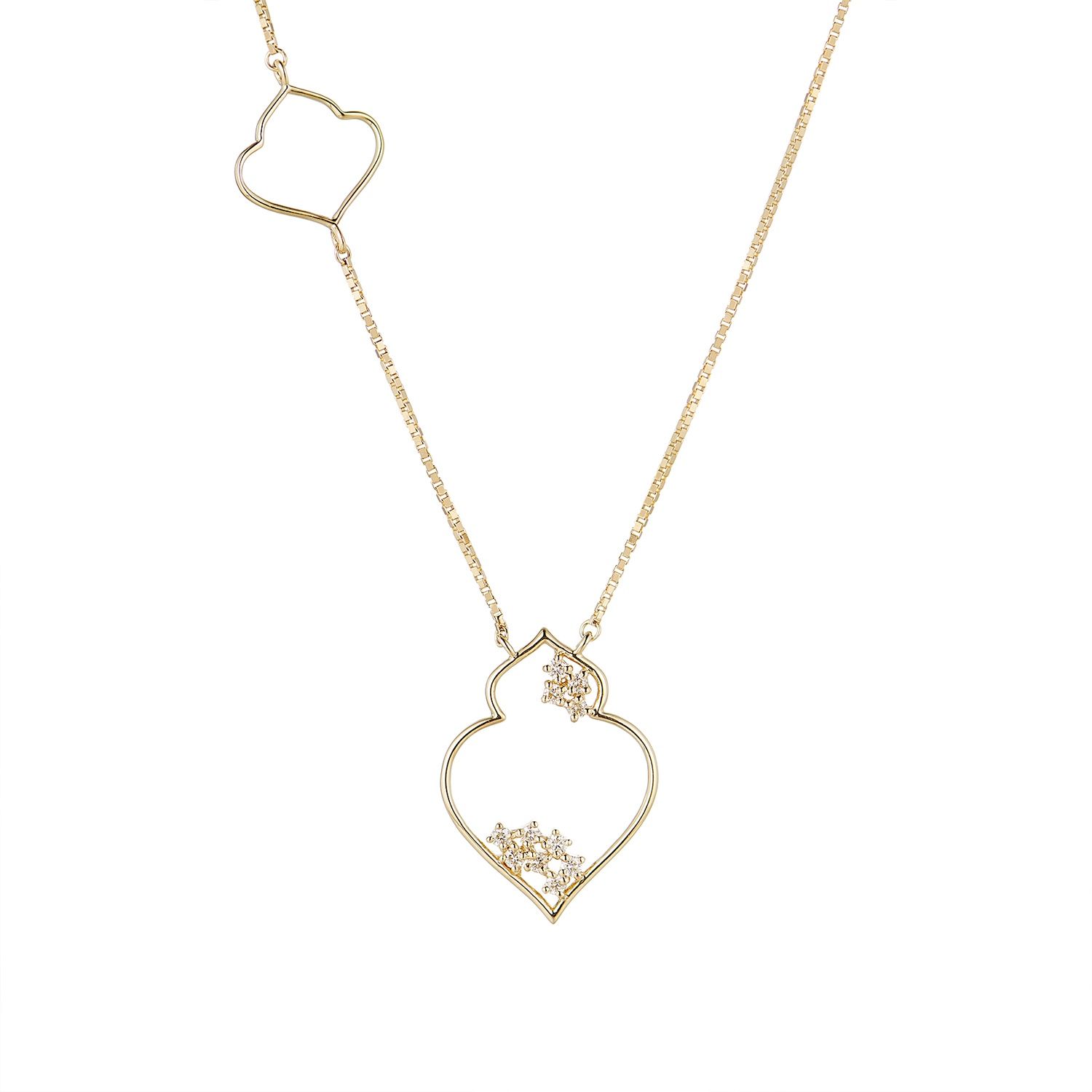 14K Yellow Gold Natural Diamond  Pendant Necklace MZ9938