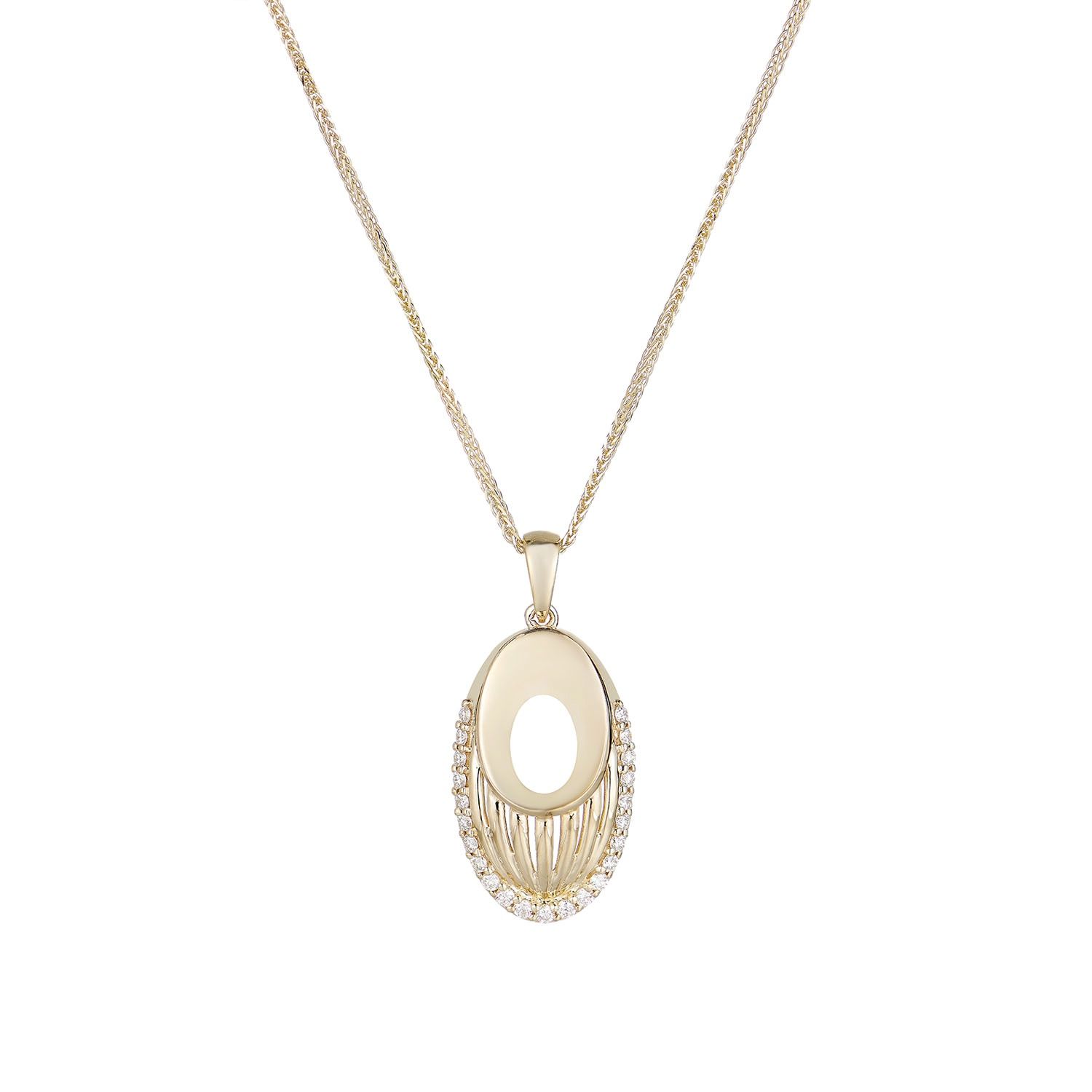 14K Yellow Gold Natural Diamond  Pendant Necklace MZ71950