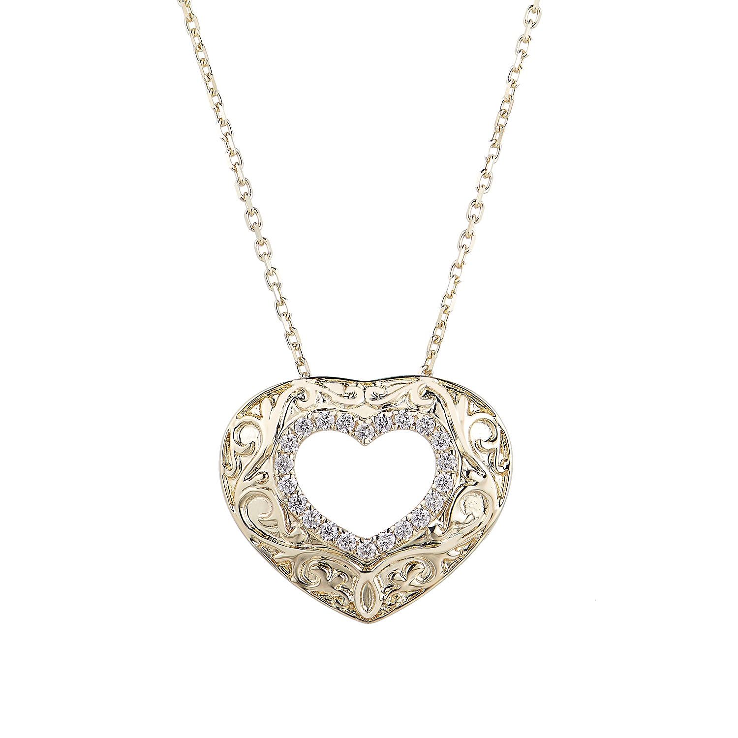 14K Yellow Gold Natural Diamond Pendant Necklace MZ9833