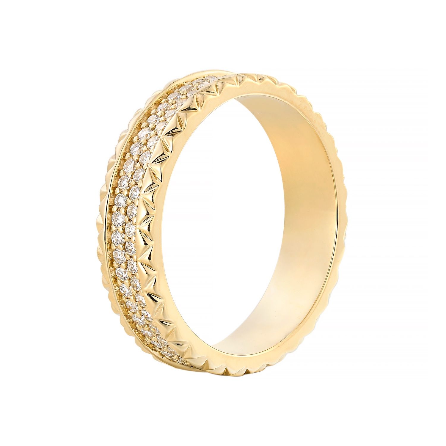 14K Yellow Gold Lab Grown Round Diamond Wide Band MZ2539