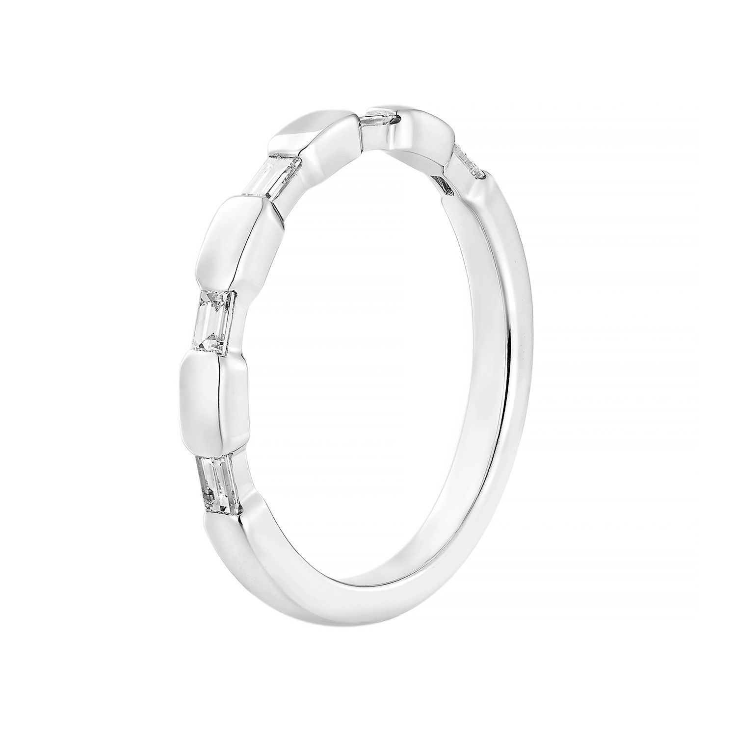 14K White Gold Lab Grown Baguette Diamond Wedding Band MZ2573