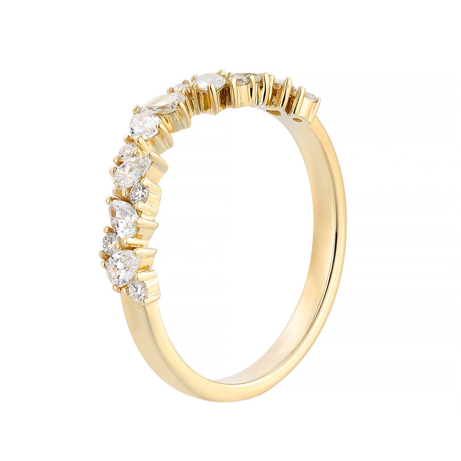 14K Yellow Gold Lab Grown Pear Shape Diamond Wedding Band MZ2583