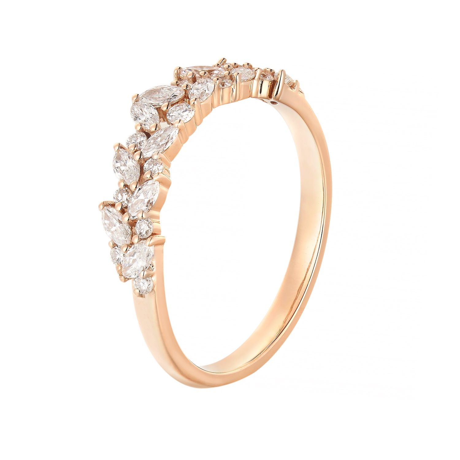 14K Rose Gold Lab Grown Marquise Diamond Wedding Band MZ2584