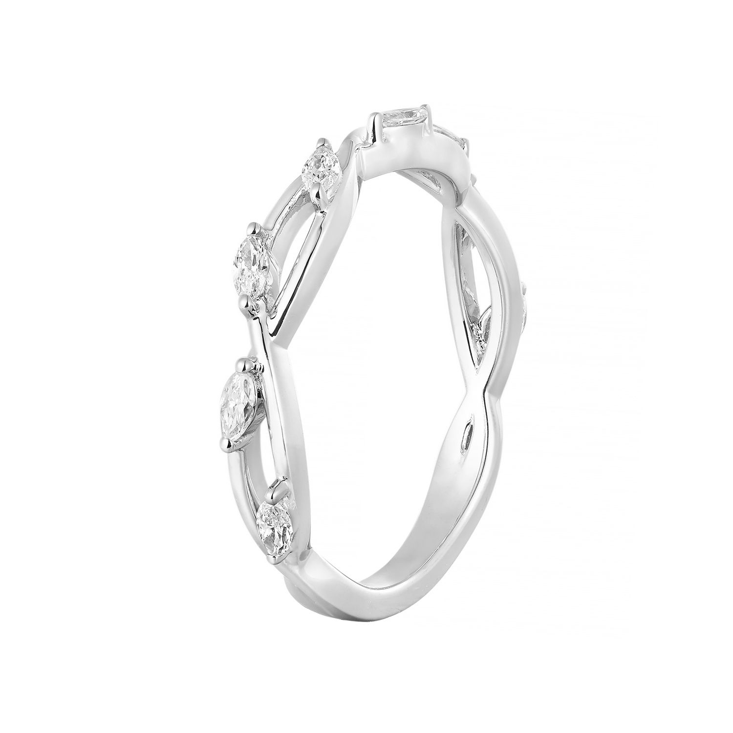 14K White Gold Lab Grown Marquise Diamond Wedding Band MZ2587